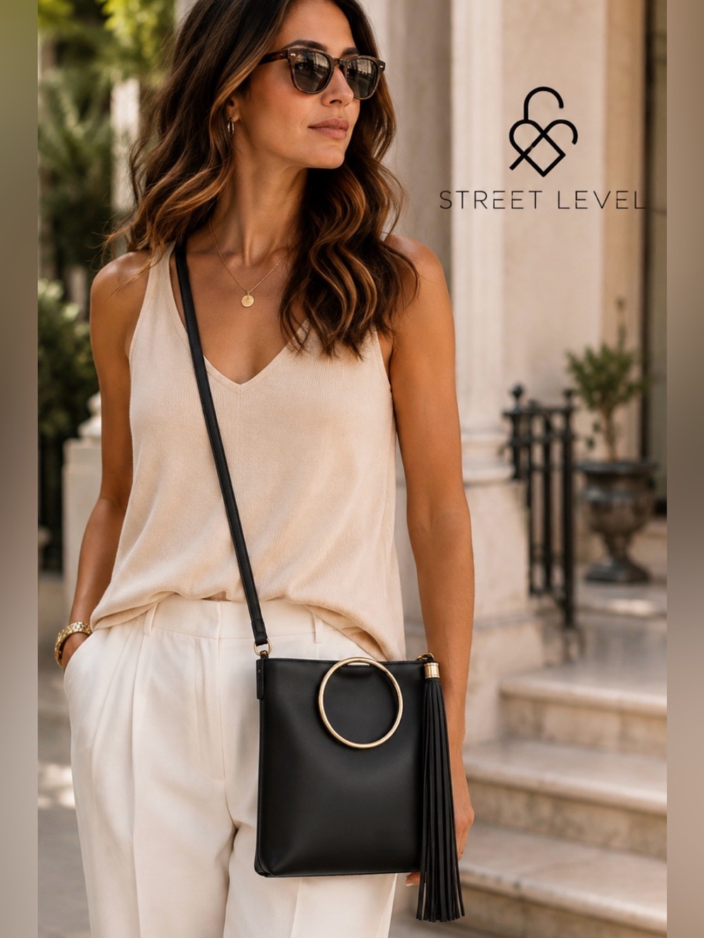 Street Level Faux Leather Ring Handle Mini Tote